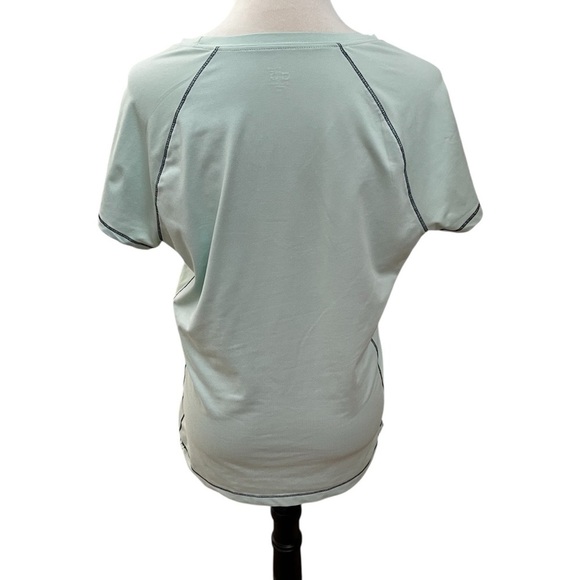 Alo Cool Fit XXL Women’s Light Green Short Sleeve Tee Navy Stitching - Picture 4 of 8